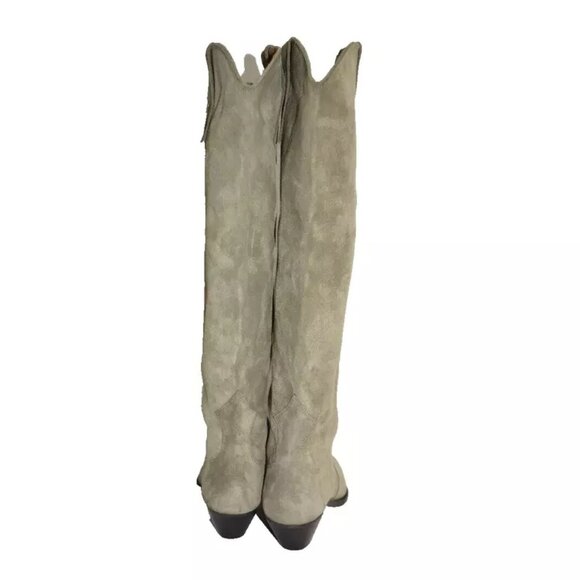 New! Isabel Marant Denvee 40MM Suede Tall Western Boot Tan Taupe Size 39 9 DD477 - Picture 5 of 6